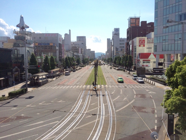 豊橋の駅前大通と路面電車